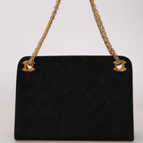 Chanel 1980s Suede Mademoiselle Chain Evening Bag 24K GP