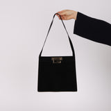 Gucci Black Suede Square G Shoulder Bag