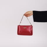 Gucci Red Leather Interlocking GG Heart Pochette