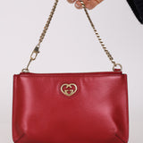 Gucci Red Leather Interlocking GG Heart Pochette