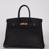 Hermès 1999 Bleu Marine Togo Birkin 35 Retourne GHW