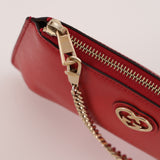 Gucci Red Leather Interlocking GG Heart Pochette