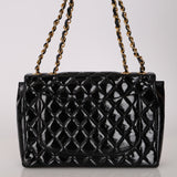 Chanel 1996 Patent XL Logo Maxi Turnlock Single Flap 24K GP