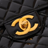Chanel 1996 Patent XL Logo Maxi Turnlock Single Flap 24K GP