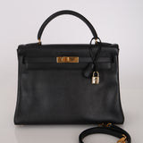 Hermès 1996 Noir Togo Kelly 32 Retourne GHW