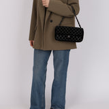 Ultra-Rare Runway Chanel 2004 Velvet East West Chain Stitch Single Flap