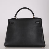 Hermès 1996 Noir Togo Kelly 32 Retourne GHW