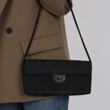 Chanel 2003 East West Black Travel Ligne Flap Bag