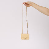 Chanel 2020 Butter Yellow Lambskin Belt Bag Card Holder on Chain
