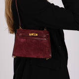 Ultra-Rare Hermès 1981 Bordeaux Veau Doblis and Box Mini Kelly 20 Sellier GHW
