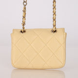 Chanel 2020 Butter Yellow Lambskin Belt Bag Card Holder on Chain