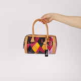 Christian Dior 2004 Multicolor Argyle Round Boston
