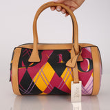 Christian Dior 2004 Multicolor Argyle Round Boston