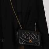 Chanel 1996 Black Lambskin Small Diana Flap 24K GP