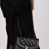 Chanel 1996 Black Lambskin Small Diana Flap 24K GP