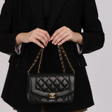 Chanel 1996 Black Lambskin Small Diana Flap 24K GP