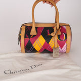 Christian Dior 2004 Multicolor Argyle Round Boston
