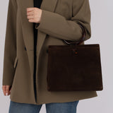 Chanel 1998 Chocolate Suede Resin Top Handle