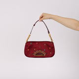 Ultra-Rare Christian Dior 1999 Embroidered Burgundy Satin Malice Bag
