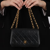 Chanel 1990 Black Lambskin Bijoux Matelassé Full Flap with Cardholder 24K GP