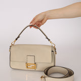 Fendi Creme Cuoio Romano Selleria Baguette