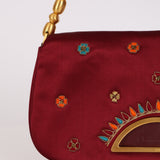 Ultra-Rare Christian Dior 1999 Embroidered Burgundy Satin Malice Bag