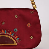 Ultra-Rare Christian Dior 1999 Embroidered Burgundy Satin Malice Bag