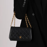 Chanel 1990 Black Lambskin Bijoux Matelassé Full Flap with Cardholder 24K GP