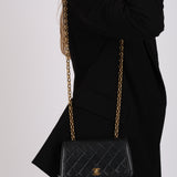 Chanel 1990 Black Lambskin Bijoux Matelassé Full Flap with Cardholder 24K GP