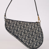 Christian Dior 2001 Navy Diorissimo Saddle Pochette