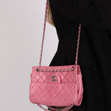 Rare Chanel 2011 Pink Lambskin Upside Down Single Flap Bag