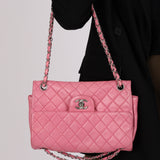 Rare Chanel 2011 Pink Lambskin Upside Down Single Flap Bag