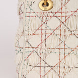 Limited Edition Dior 2017 Blanc Lambskin Beaded Fringe Medium Lady Dior