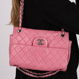 Rare Chanel 2011 Pink Lambskin Upside Down Single Flap Bag
