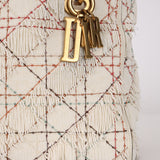 Limited Edition Dior 2017 Blanc Lambskin Beaded Fringe Medium Lady Dior