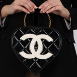 Ultra-Rare Chanel 1995 Black Patent Heart Top Handle Bag