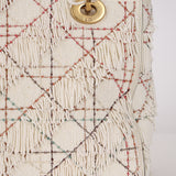 Limited Edition Dior 2017 Blanc Lambskin Beaded Fringe Medium Lady Dior