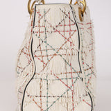 Limited Edition Dior 2017 Blanc Lambskin Beaded Fringe Medium Lady Dior