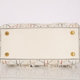 Limited Edition Dior 2017 Blanc Lambskin Beaded Fringe Medium Lady Dior