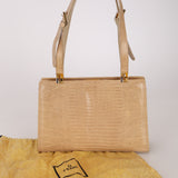 Vintage Fendi Latte Lizard Frame Clasp Bag MHW