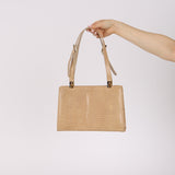 Vintage Fendi Latte Lizard Frame Clasp Bag MHW