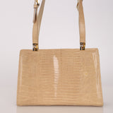 Vintage Fendi Latte Lizard Frame Clasp Bag MHW