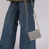 Chanel 2021 Grey Caviar Miss Coco Cardholder on Chain