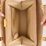 Vintage Fendi Latte Lizard Frame Clasp Bag MHW