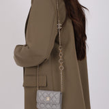 Chanel 2021 Grey Caviar Miss Coco Cardholder on Chain