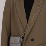 Chanel 2021 Grey Caviar Miss Coco Cardholder on Chain