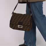 Fendi Zucca Canvas Mama Baguette Bag SHW
