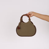 Gucci Bamboo Weave Top Handle Bag Linen