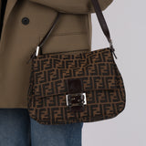 Fendi Zucca Canvas Mama Baguette Bag SHW