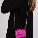 Chanel 2023 Pink Iridescent Patent Quilted CC Hook Card Holder